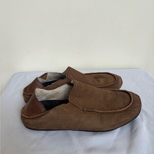 Olukai Moloa Slippers Olukai Moloa Slippers Mens size 13 Brown Leather Sheepskin